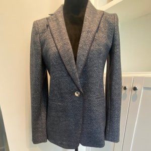 ANN TAYLOR!! NAVY KNIT HERRINGBONE BLAZER!! SZ 2!!